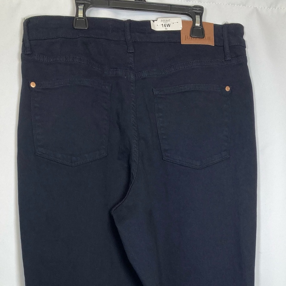 NWT Judy Blue “In the Navy” High Waist Wide Leg Cropped Denim Jeans Sz 16W - Picture 10 of 14